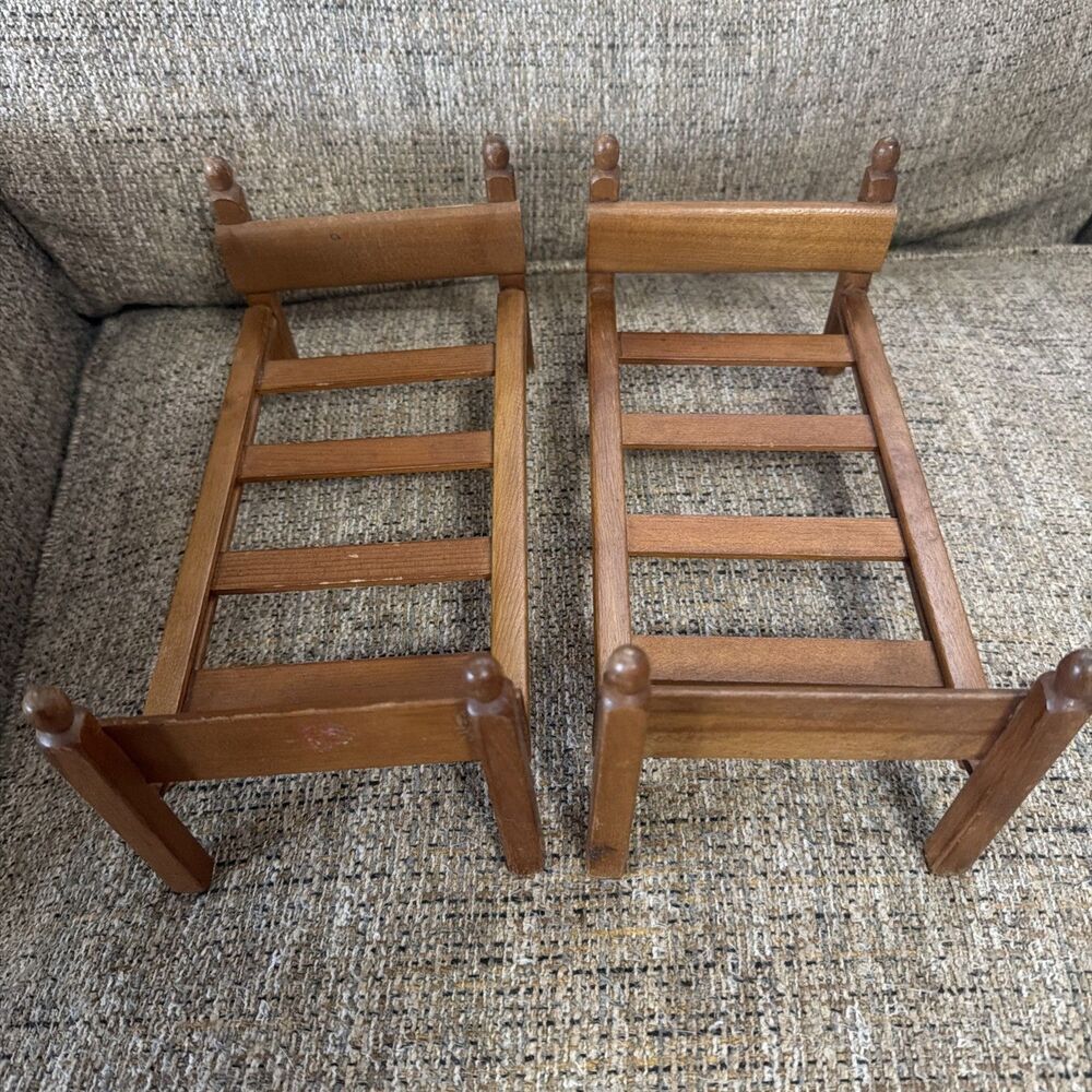 Strombecker dollhouse furniture bed lot 2 wooden vintage 1950s era Bunk bed